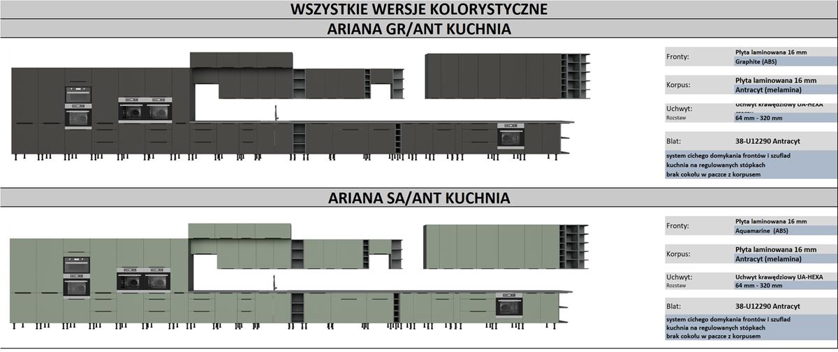 Wykaz szafek kuchennych kuchnia modułowa ARIANA meble kuchenne antyfinger 5 kolorów 5